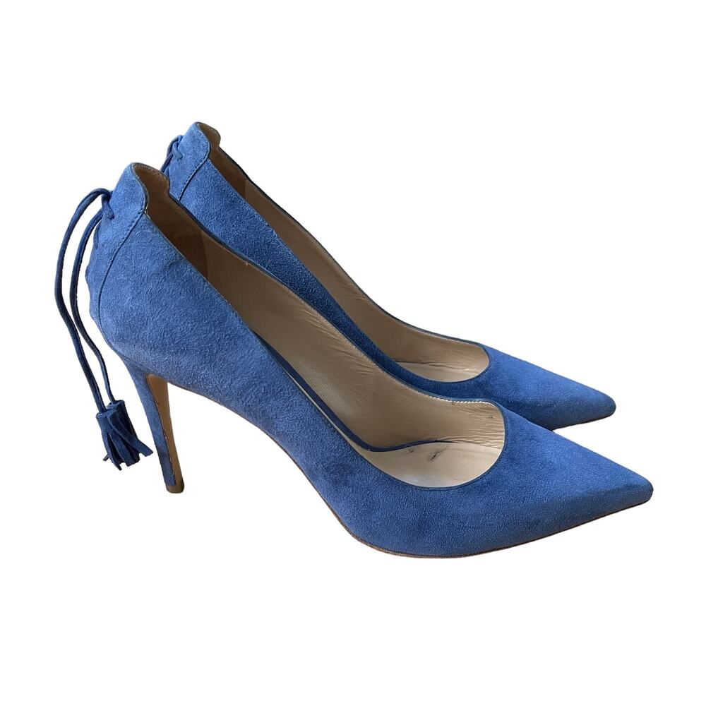 M. Gemi Blue Suede Tassel Heels Pointed Toe Women’s Size 8.5 / 39
